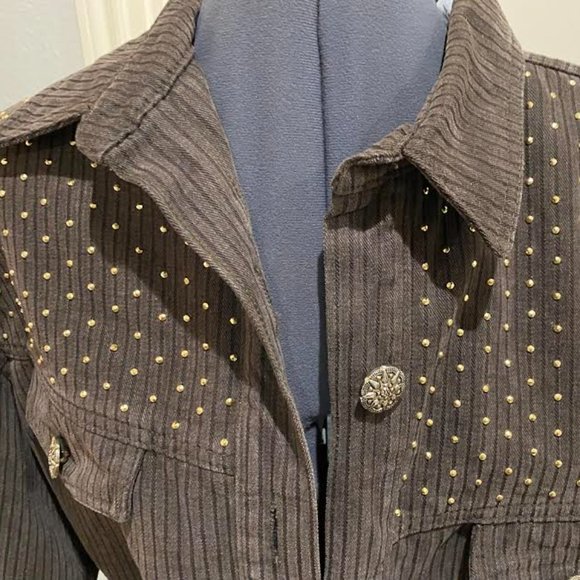 Jacket, size Large, Lorraine Wardy, brown with gold studs - Picture 4 of 4